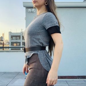 Skinny Girl Jeans Gray Tee Smile Cut Out Neckline